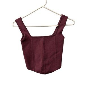Zara Womens Square Neck Crop Top Size S Burgundy